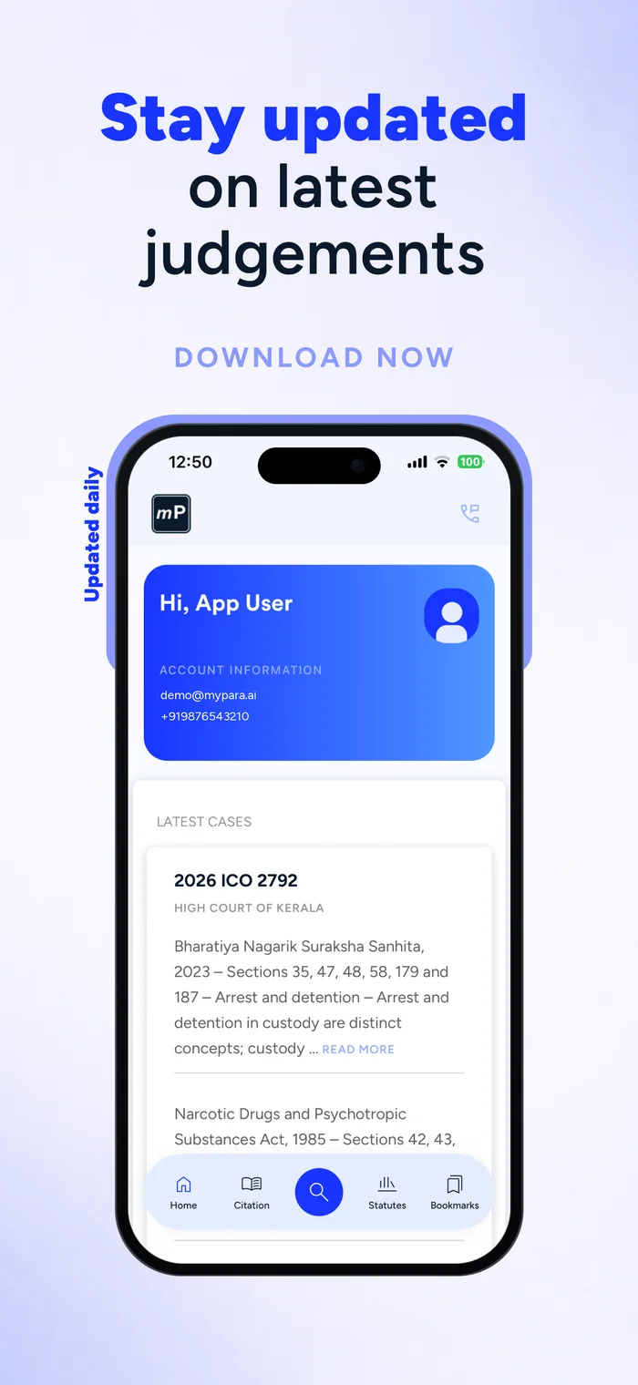 The myPara home screen, listing the latest judgments as they are added
